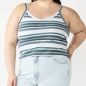 SO Sonoma Cropped Cami Blue Pink Stripped Tank 1X NWT